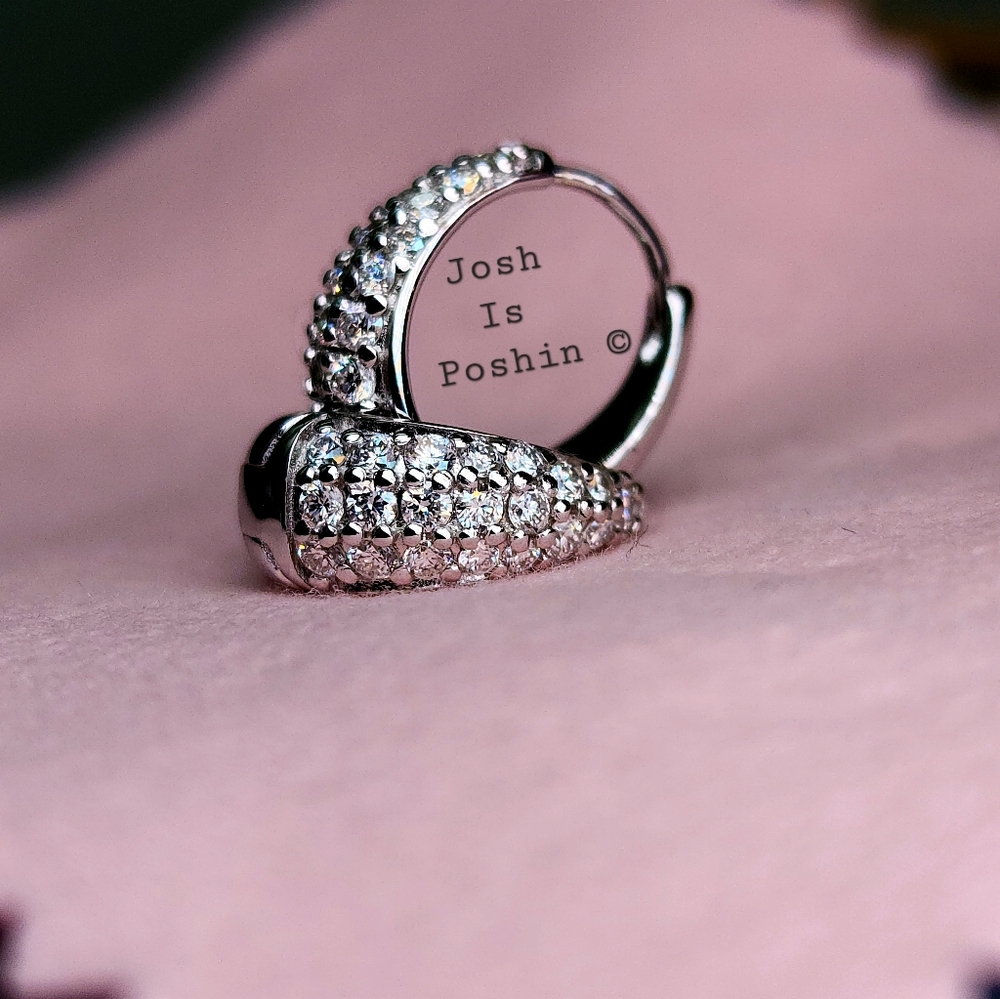 Huggie Hoop diamond earrings in sterling silver